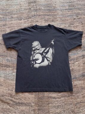 In Memory of Dolly Parton Banjo Portrait Faded Black T-Shirt